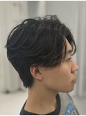 ニュアンスパーマセンターパートフェザーパーマ韓国メンズパーマ