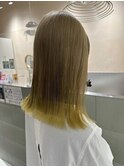 ヌードベージュ×裾カラー×イエローカラー＠20代/30代