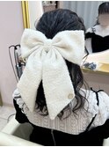 編み込みハーフアップ