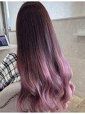 ピンクグラデーションカラー　カシスカラー　チェリーピンク