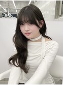 オリーブベージュ/顔周りカット/重めバング　上野