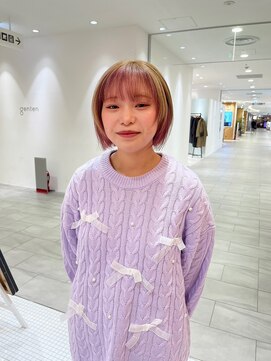 ビーハイブアヴェダ PARCO2店(BEHIVE AVEDA) 【yuuna】ベージュ×ピンクボブ