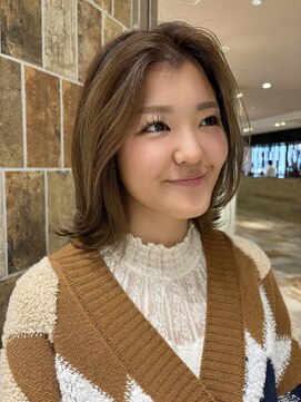 ピークアブー アヴェダ アトレ恵比寿(PEEK-A-BOO AVEDA) 大人可愛い肩ボブ 結べるボブ 細めハイライト 20代30代40代