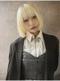 レイヤーカット//イメチェン/ホワイトブロンド/外ハネボブ/美髪