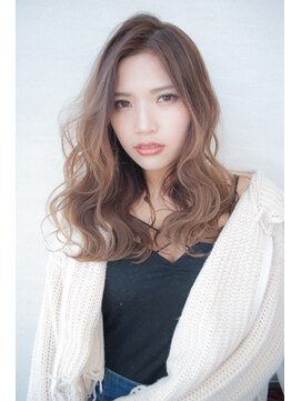 クシュ 所沢西口プロぺ通り(kusyu... ) くびれヘア韓国風巻きアプリコットオレンジ夏ハイライトカラー