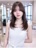 韓国風レイヤーカットブリーチなし透明感カラー髪質改善カラー
