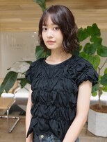 サーリー(SURLY)&nbsp;ボブパーマレイヤーボブブラウンベージュ顔まわりカット