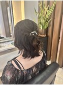 ヘアセット　ハーフアップ　結婚式アレンジ