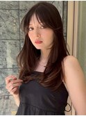 ミディアムレイヤーセミロングケアカラー20代30代