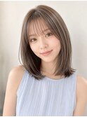 【NOA】小顔見せシースルーバング　柔らかロブ　ハイライト