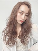 フリンジウェーブパーマ×アッシュベージュ
