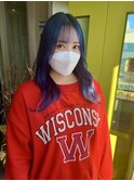 ブルー　バイオレット　ハーフカラー　ガルボヘアー