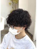 波巻きスパイラルパーマ ツーブロック マッシュ 骨格補正