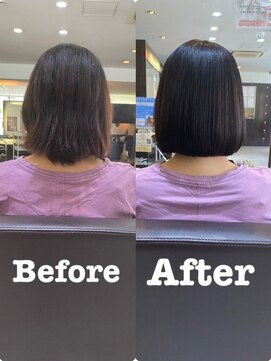 ビープライズ(Be PRIZE) 髪質改善/艶髪/アッシュブルー/ミニボブ