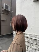 大人ショートの暖色カラーウェットヘア