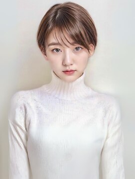 ダブルバイグリッター(W by GRITTERs) ショートカット 丸みショート ボブ 前髪あり 20代 暗めカラー