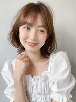 ホワイトグレージュミニウルフデジタルパーマチェリーブラウン