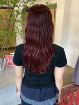 ヘアーアイスカルテット(HAIR ICI QUARTET)&nbsp;20代30代◎顔周りカット×上品ウェーブ×チェリーレッド