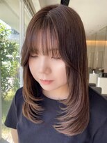 トップヘアー ミカワアンジョウ 安城(TOPHAIR MIKAWA ANJO)&nbsp;安城韓国風顔周りレイヤーチョコレートブラウン艶髪30代40代50代