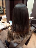 20代30代 ロング ストレート グレージュ 巻き髪