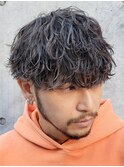 メンズシースルーマッシュニュアンスパーマシャドウパーマテテ風