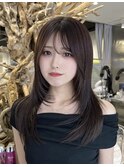 韓国ヘア/透明感グレージュ/顔まわりレイヤー/佐々木麻衣