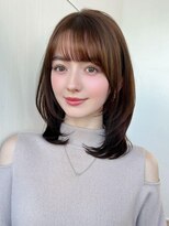 ラルユー 金山(LallYou)&nbsp;ミニウルフ前髪パーマ韓国くびれミディアムチェリーブラウン