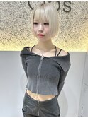 ◆外国人風ホワイトミルクブロンド×ショートボブ