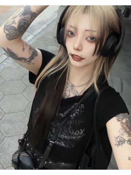 KOER ボブレイヤーカット/ダブルカラー/カラー【コエル】【3月上旬OPEN(予定)】 ブラック×ブロンドコントラストロング