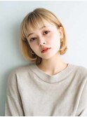 くびレイヤーエモージュ前髪モテベージュレイヤーミディ/高円寺