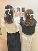 双子ヘアセット //  °°◎ ふわふわハーフアップ ◎°°