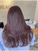 ピンクベージュブリーチなしカラーナチュラルレイヤー
