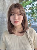 顔周りレイヤーカット透明感カラー/ショコラブラウン/大人可愛い