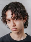 渋谷サーフカールメンズボブウルフカット波巻きスパイラルパーマ