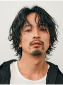 渋谷波巻きパーマメンズカットルーズパーマセンターパートウルフ