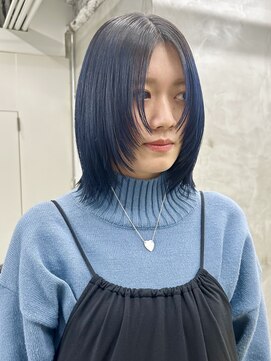 スー 渋谷(suu) フェイスレイヤーカットミディアムブルーブラック