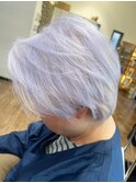 大人かわいいミディアムショートハイライトカラー白髪染め