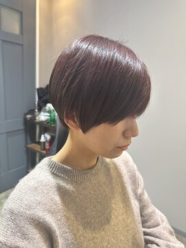 ワ ヘアー(wa-hair) 斜めバング　メンズライク　パープルブラック　髪質改善レイヤー