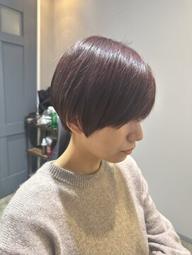 ワ ヘアー(wa-hair) 斜めバング メンズライク パープルブラック 髪質改善レイヤー