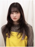 大人可愛い レイヤーロング 顔まわりレイヤー 毛先ワンカール