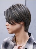 渋谷メンズハイライトカラーメンズメッシュニュアンスパーマ七三