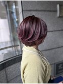 ピンクバイオレット×ショートボブ