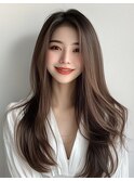 大人可愛い大人美人ふんわりカール小顔カットショコラアッシュ