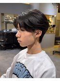 センターパート/ニュアンスパーマ/刈り上げ無し@岡