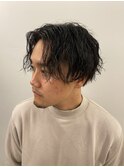 大人センターパートショートマッシュ スパイラルパーマ