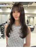 韓国ヘアグレージュカラーブリーチ無し髪質改善イヤリングカラー