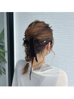 アパートメントヘアー&nbsp;佐賀/結婚式/お呼ばれ/ヘアアレンジ/ローポニーテール/リボン