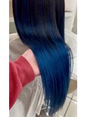 カラー＋エクステンション/ブラック＆ブルーグラデーションエク