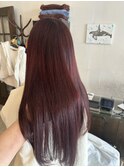 チェリーレッド暖色カラーボルドー春カラーツヤ髪質改善