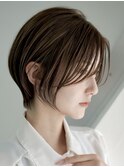 表参道白髪ぼかしくびれショートボブアッシュベージュ30代40代